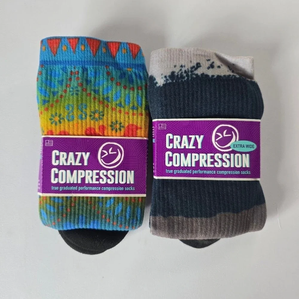 Crazy Compression Multicolor Socks‎ 2pk Graduated Performance Women XS Athletic